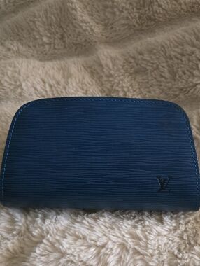 Louis Vuitton Blue Epi Leather Zip Around Cosmetic Case